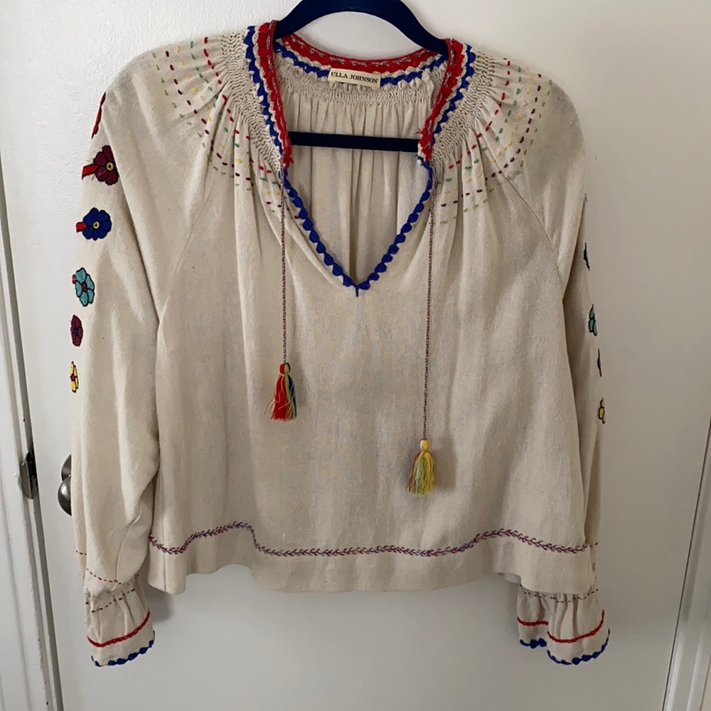 Ulla Johnson Silk Embroidered Top. size 4